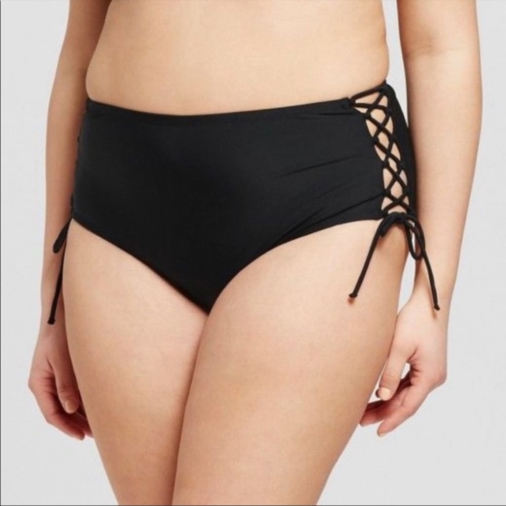 Xhiliration High Waist Side Tie Bikini Bottom Plus Size 14W 16W/18W 20W/22W